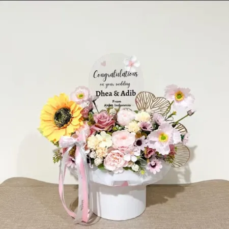 Bloom Box Akrilik Ucapan Wedding Buton Tengah